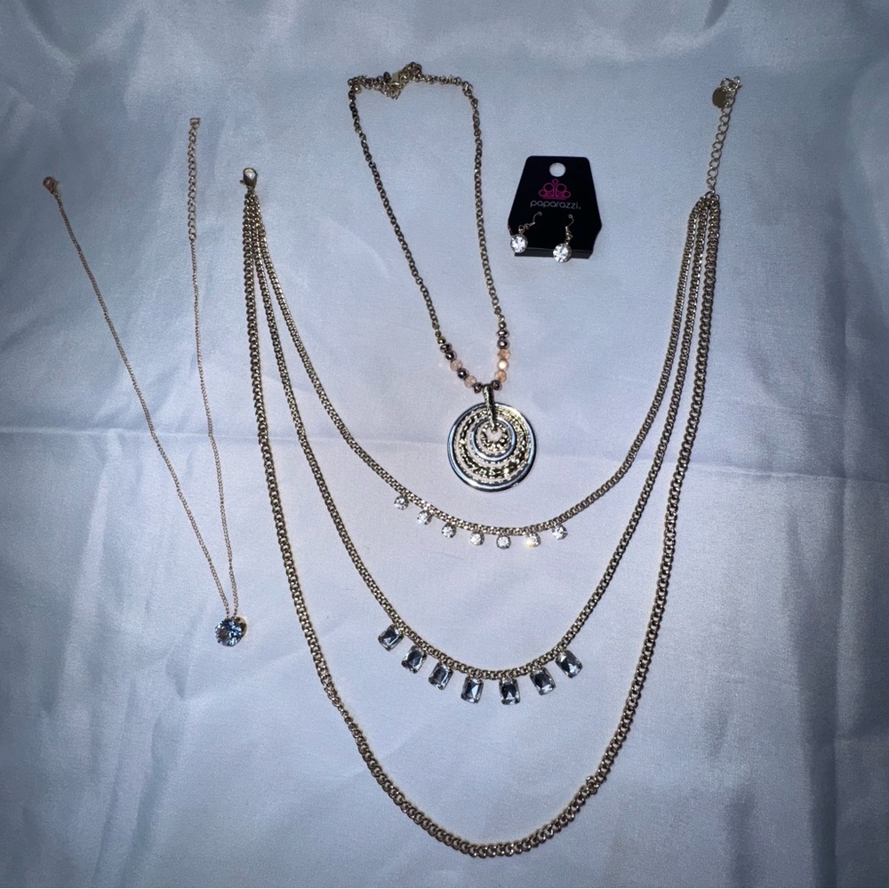 3 necklaces and a new set of earrings